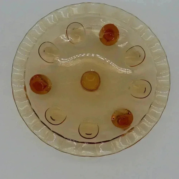 Amber Footed Glass Dish 8.5 inches Vintage - Picture 4 of 8